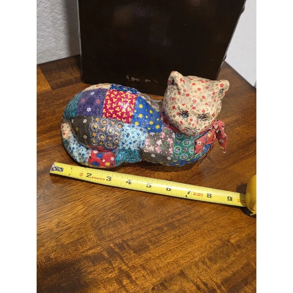 Vintage Calico Cat Figurine Heavy Ceramic